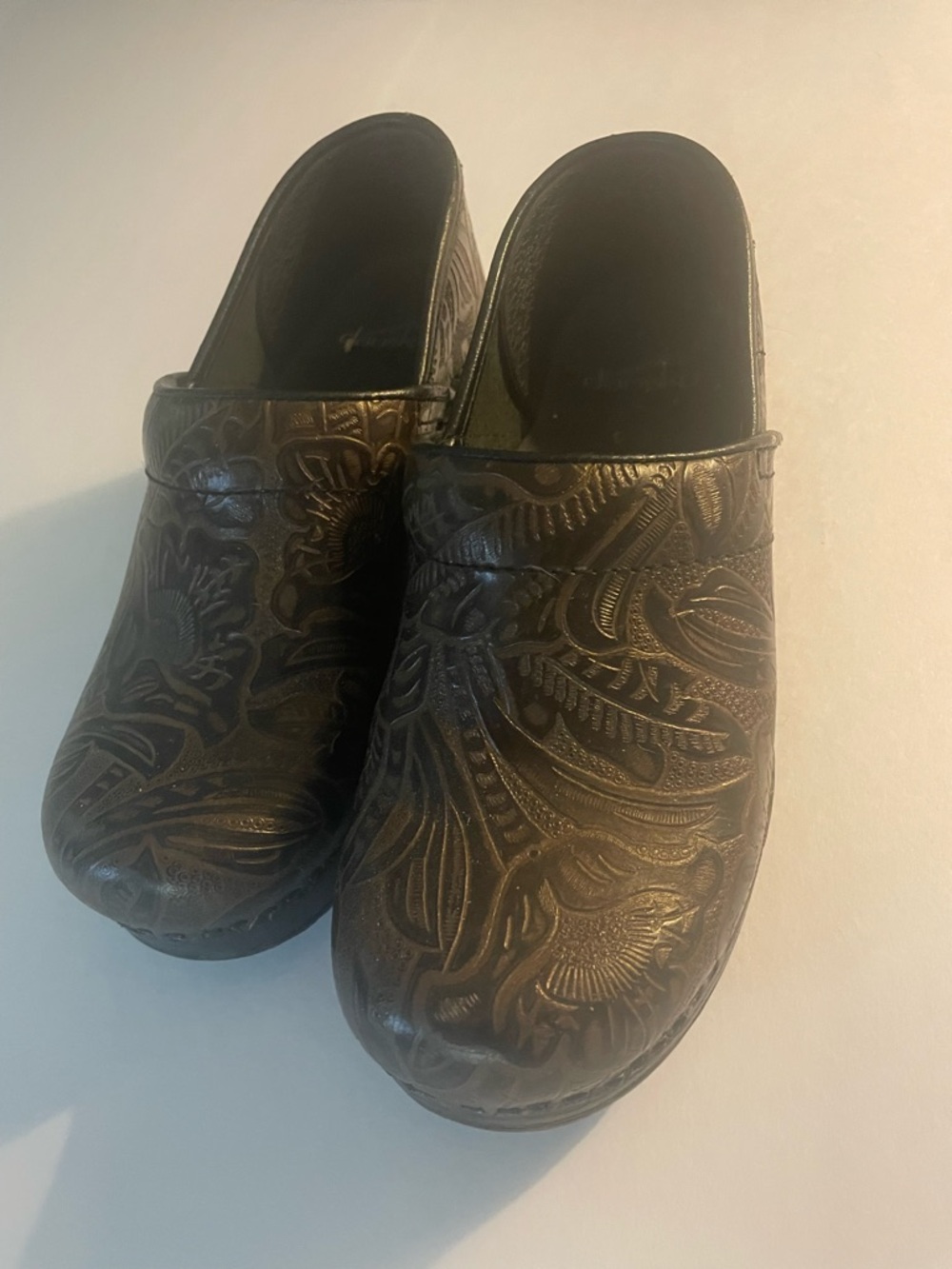 Women’s Dansko Embossed Leather Clogs - Dark Brown